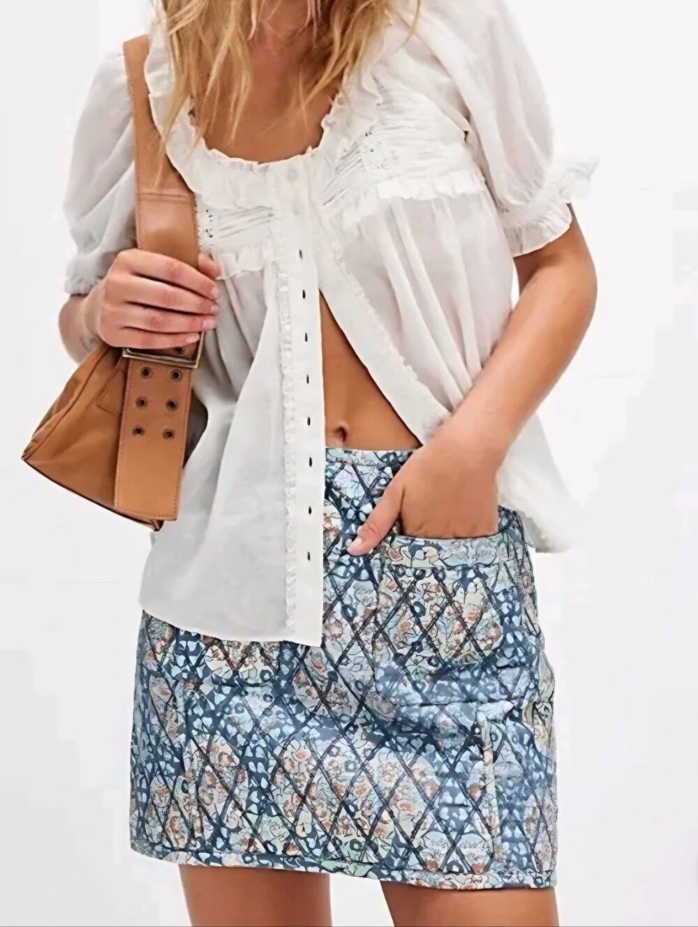 Free People Quilted Mini Skirt, Sz 4